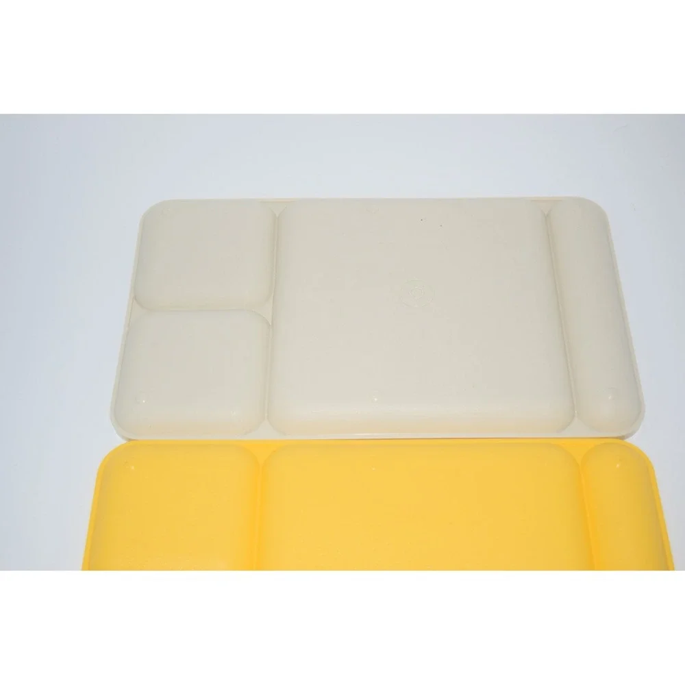 Tupperware‎ Divided Lunch Trays Set of 3 Yellow Cream Retro Fair Compartment